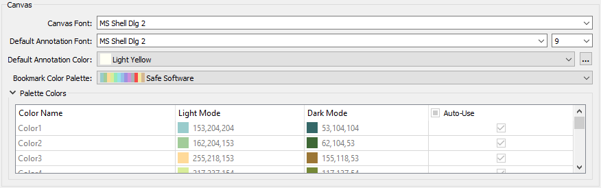 Changing default palettes